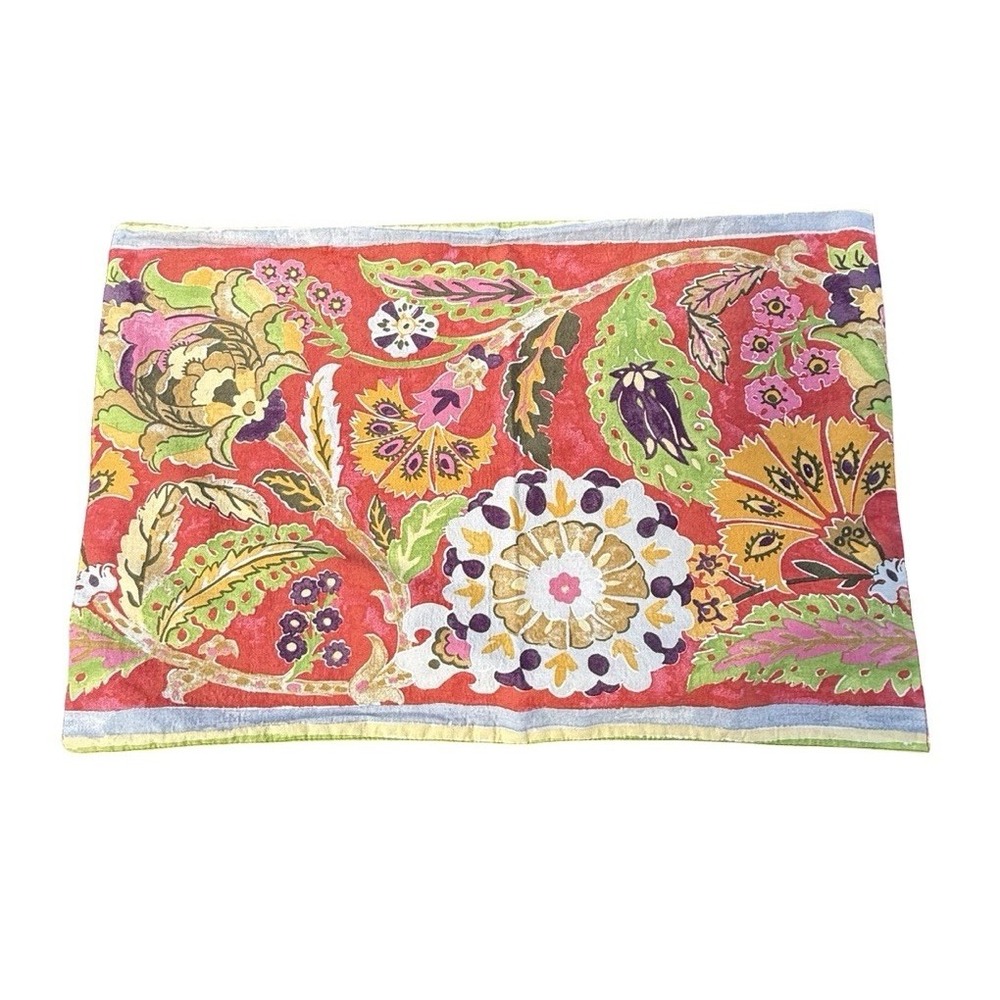 Pottery Barn Suzani Floral Cotton Napkin Red Botanical Medallion India Set Of 4